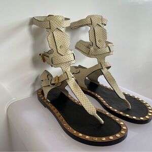Isabel Marant Johanna Snakeskin Pattern Leather Gladiator Sandals